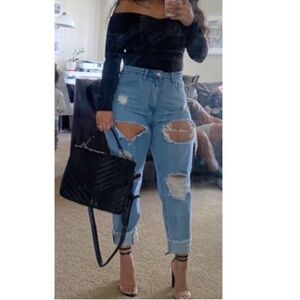 BUNDLE FOR DISCOUNT- Missguided Distressed Light Blue Women's Jeans size 8s